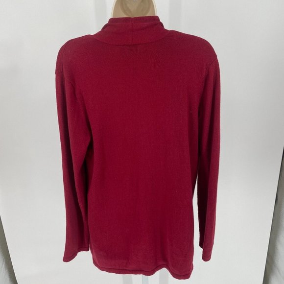 J. Jill Red Floral Branch Print Long Cardigan Holiday Cashmere Small - Picture 2 of 13